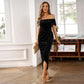 💃Women's Elegant Off The Shoulder Ruched Velvet Dress