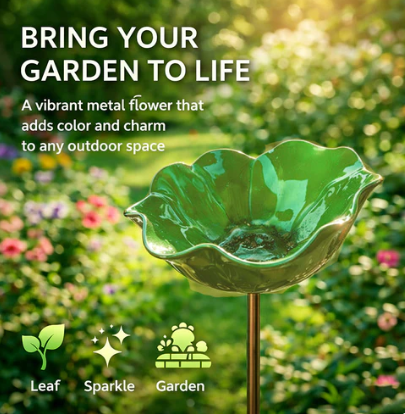 🔥Hot Sale-50% Off🌺Handmade Metal Flower Garden Stake🐦