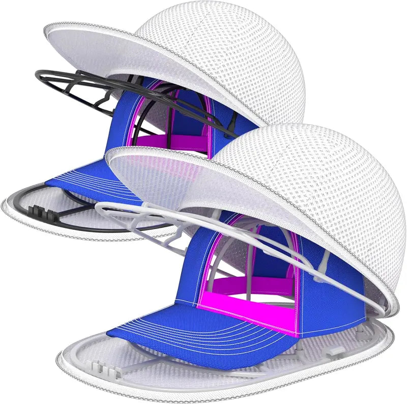 Polypropylene Hat Washer Cage with Adjustable Shaper, 1 Pack White Free Gift Mesh Bag, Laundry Accessory Zipper Organizer for Adult Caps, Hat Cleaning Protection in Washer