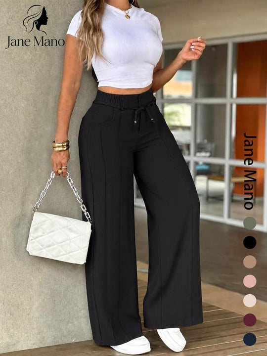 ⏳Last Day Sale Only ￡15.99!!👖💥Women's High-Waisted Straight Leg Trousers – Front seam & elastic back – Versatile, comfortable & perfect for office or casual wear ✨🌸