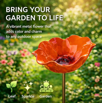 🔥Hot Sale-50% Off🌺Handmade Metal Flower Garden Stake🐦