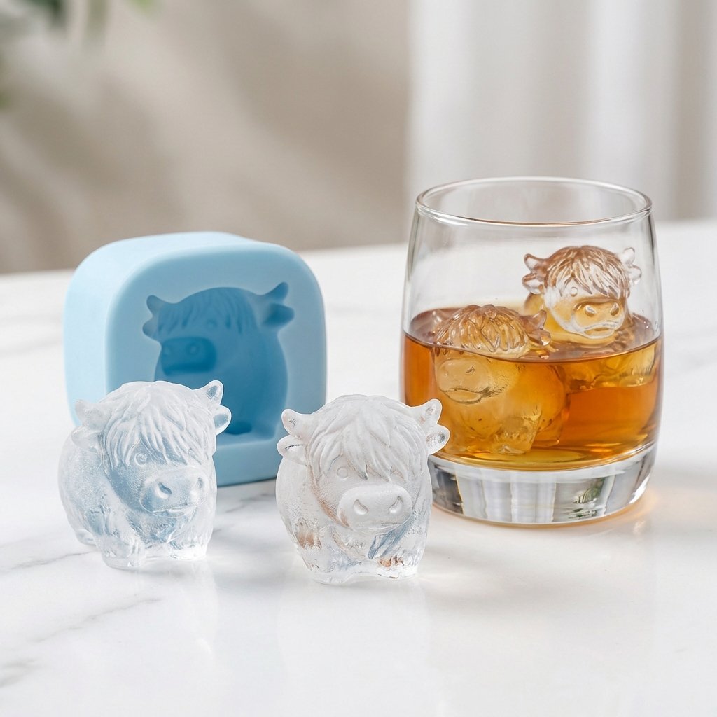 🎁💥PRIX SPÉCIAL DERNIER JOUR !🐮 Moule à glaçons Mini Vache des Highlands – Glaçons 3D mignons pour boissons et fêtes &  Cadeaux