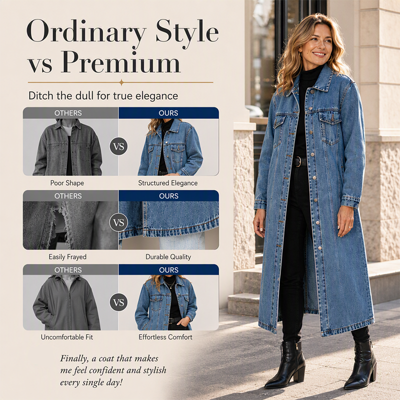 ⏳Time-Limited Special & Free Shipping⏰Women’s Casual Longline Button-Up Denim Coat