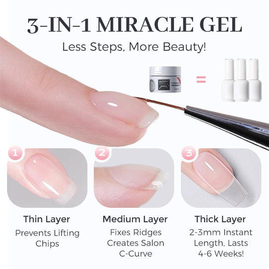 🎉Compra 3 e leva 5 gratis💅Base de uñas en gel multiusos 3 en 1 con alta transparencia