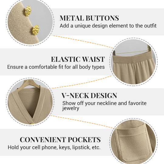 Gold Button Soft Knit Trouser Co-Ord