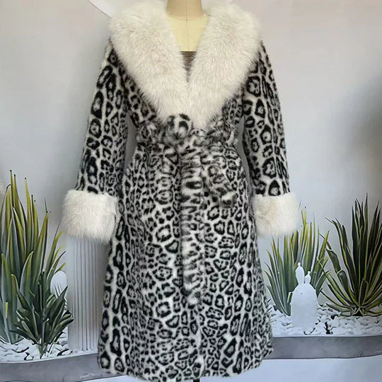 🎁2026 New Arrivals 60% OFF💥Women's Leopard Print Fluffy Faux Fur Coat with Belt🔥🔥
