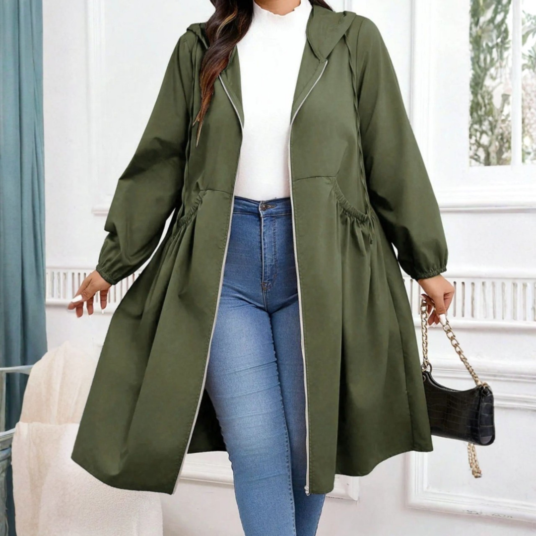 ⏳LAST DAY SALE 50% OFF🧥💖Casual Plus Size Drawstring Zip-Up Long Sleeve Hooded Coat