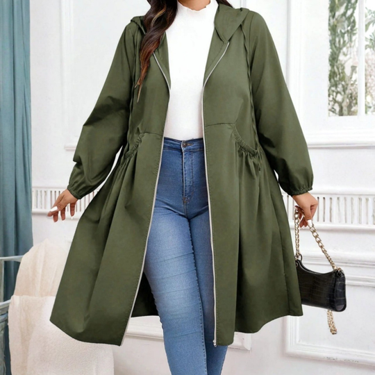 ⏳LAST DAY SALE 50% OFF🧥💖Casual Plus Size Drawstring Zip-Up Long Sleeve Hooded Coat