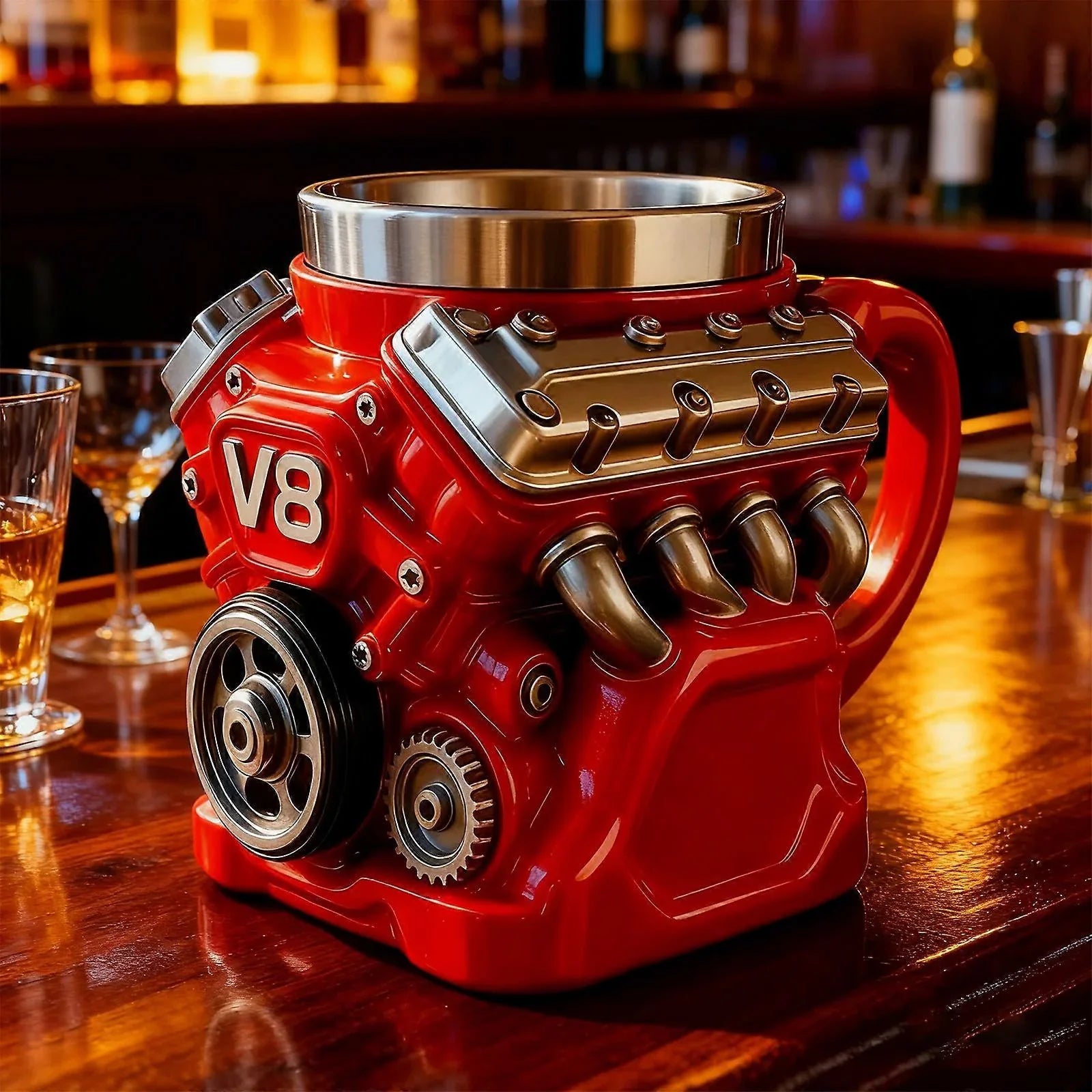 Retro Engine Coffee Mug, V8 Engines Stainless Steel Cup – sueeas