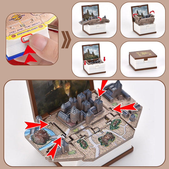 3D Foldable Dinosaur Castle Book Keychain