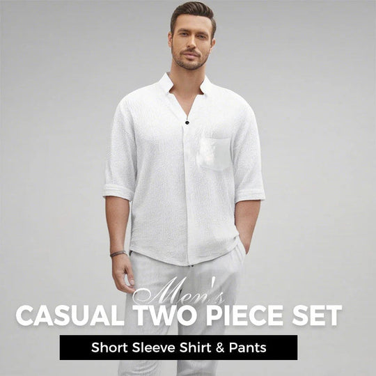 🎉BIG SALE🎉Men's Trendy Cotton Linen Top & Pants Two-Piece Set