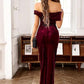 💃Women's Elegant Off The Shoulder Ruched Velvet Dress