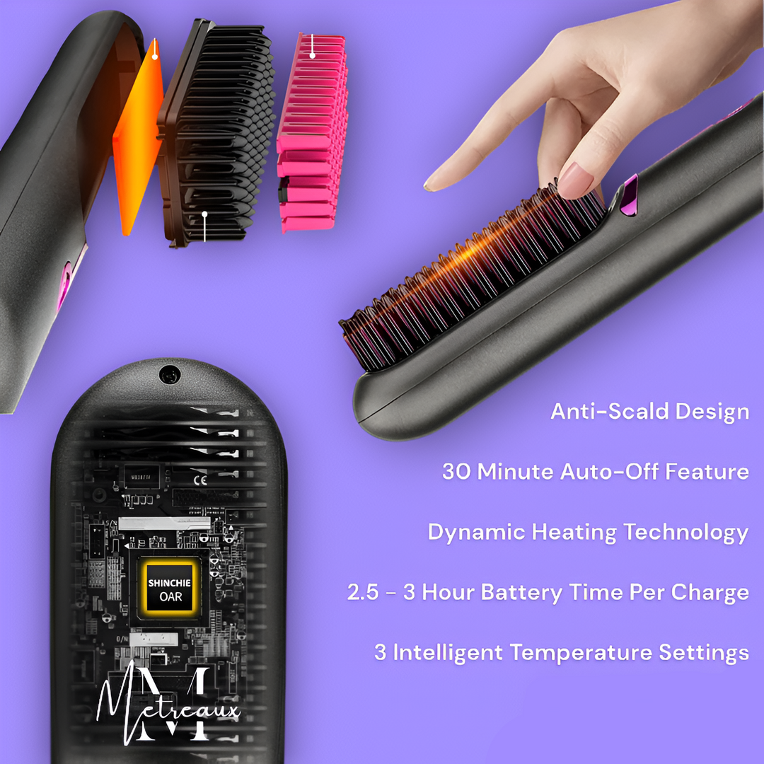 🔥🏆2026 New Year Sale 50% OFF💁‍♀️Wireless Ceramic Heating Hair Straightening Hairbrush