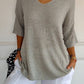 🔥Hot Sale-50% OFF🥰Solid Color Knitted V-neck Top