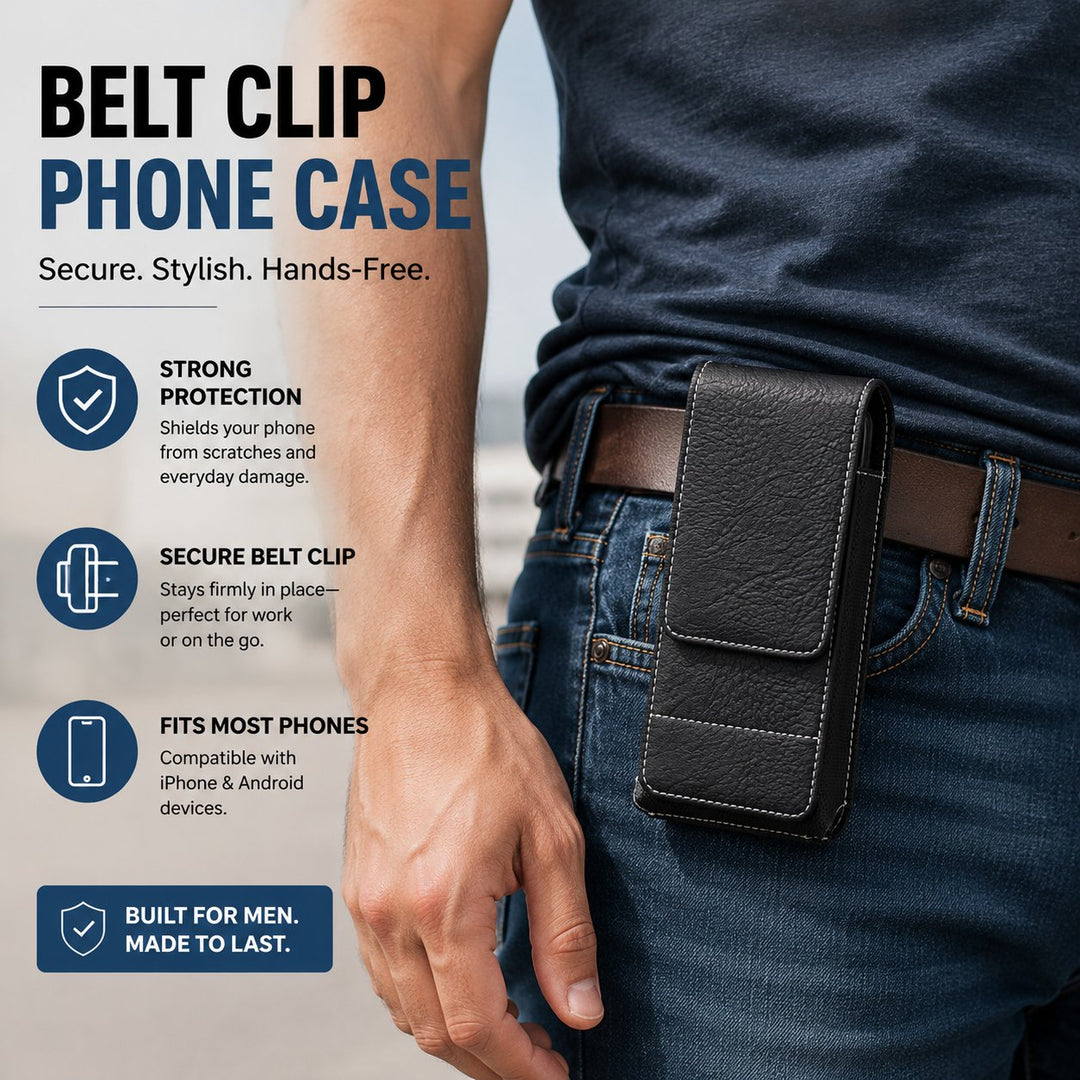 ⚡Big Discount | Waist Belt Cell Phone Pouch 📱 Multi-Pocket Leather Holster with Card Holder