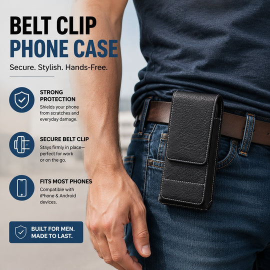 ⚡Big Discount | Waist Belt Cell Phone Pouch 📱 Multi-Pocket Leather Holster with Card Holder