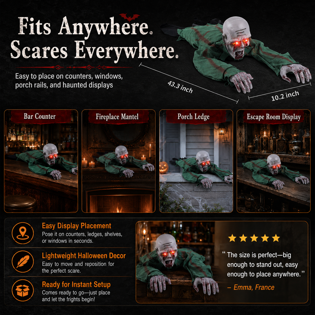 👻 Animated Crawling Halloween Ghost with Light & Sound