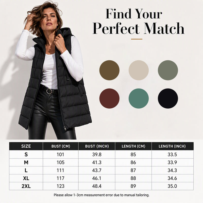 Women’s Zip-Up Long Puffer Vest