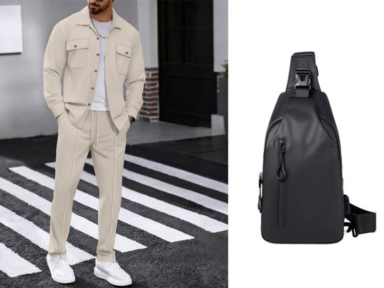 🔥 Men's Waffle Button-Up Jacket & Trousers Set – Breathable Waffle Knit, Relaxed Fit & Effortless Casual Style 👕👖