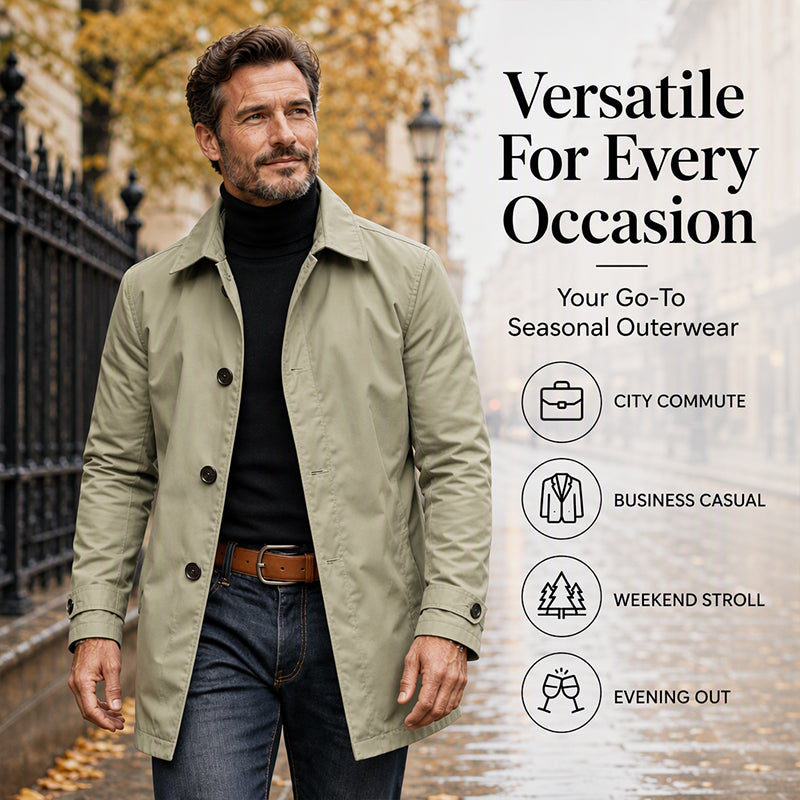 Men's Waterproof Mid-Length Trench Coat