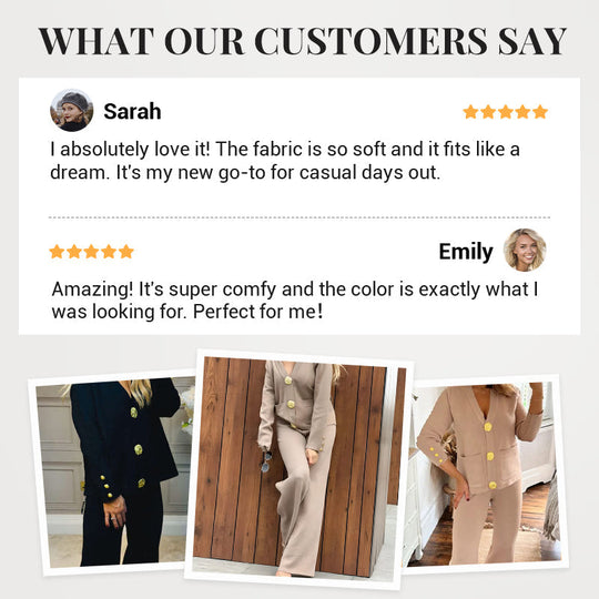 Gold Button Soft Knit Trouser Co-Ord