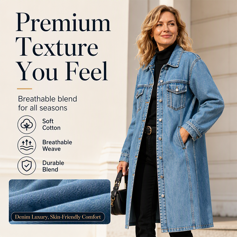 ⏳Time-Limited Special & Free Shipping⏰Women’s Casual Longline Button-Up Denim Coat