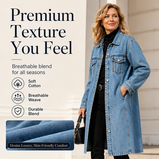 ⏳Time-Limited Special & Free Shipping⏰Women’s Casual Longline Button-Up Denim Coat