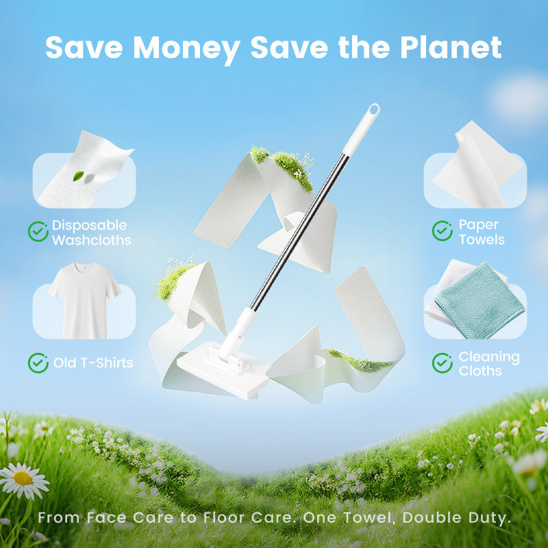 💥 Sista dagen! 50 % rabatt 💥Engångsdammmopp med 4 återanvändbara trasor