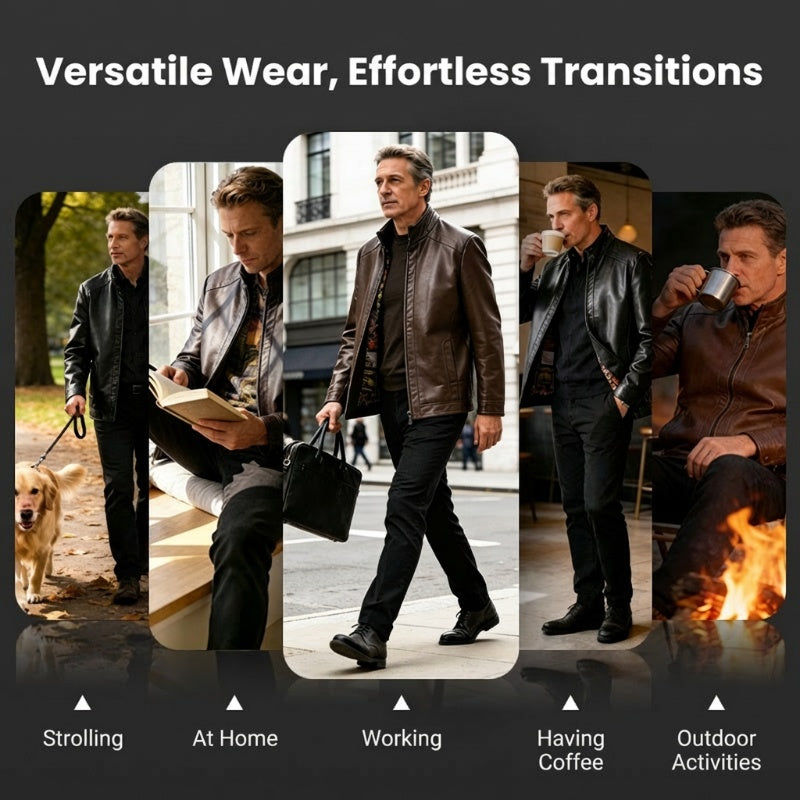 💥Men’s Warm Plush Lining Leather Jacket Coat🔥