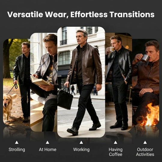 💥Men’s Warm Plush Lining Leather Jacket Coat🔥