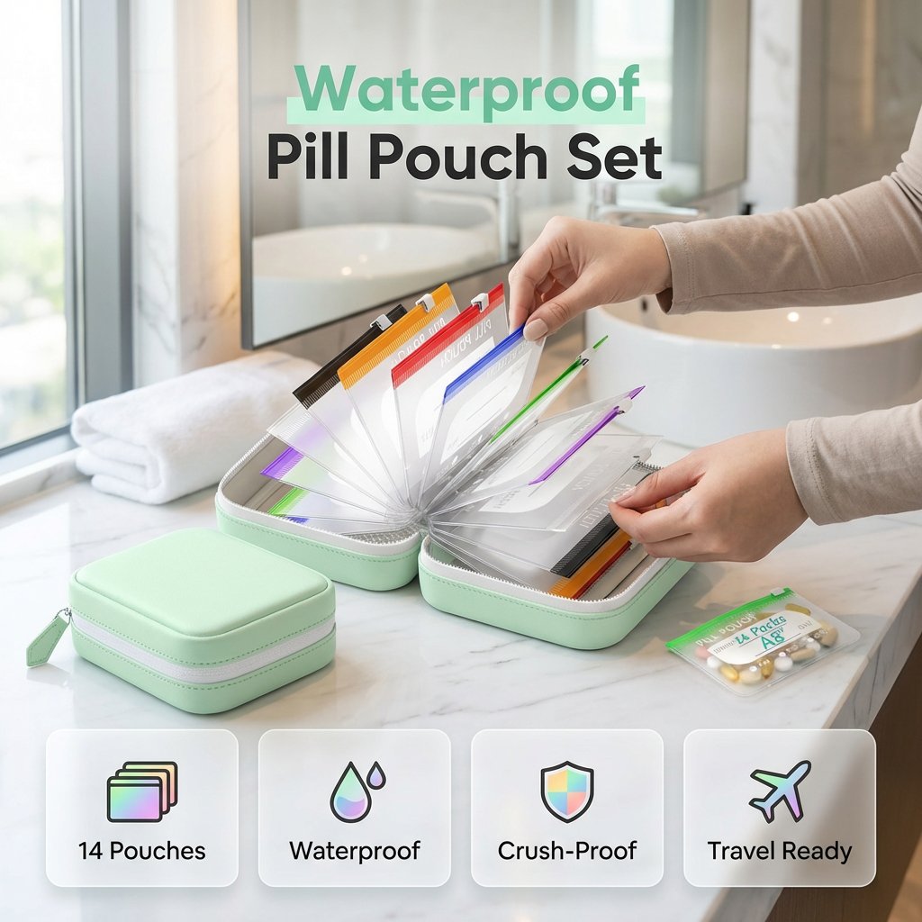 🥳2026 HOT SALE🥳💞50K+ SOLD!💊🧳 50% OFF! A8 Waterproof Pill Pouch Set – 14 colour‑coded pouches, waterproof & crush‑proof shell. Holds 7‑14 days of meds – perfect for travel & daily routines! 🗓️✨