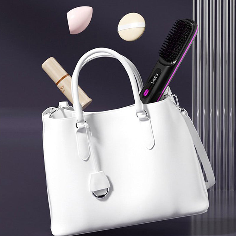 🔥🏆2026 New Year Sale 50% OFF💁‍♀️Wireless Ceramic Heating Hair Straightening Hairbrush