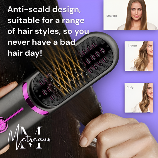 🔥🏆2026 New Year Sale 50% OFF💁‍♀️Wireless Ceramic Heating Hair Straightening Hairbrush