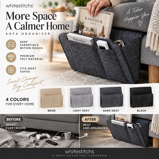 🛏️Bedside Hanging Storage Bag‑Multi‑Pocket Bed Caddy Organizer, Felt Hanging Pouch for Dorm Bunk Bed Hold Tablet Book Phone Stationery