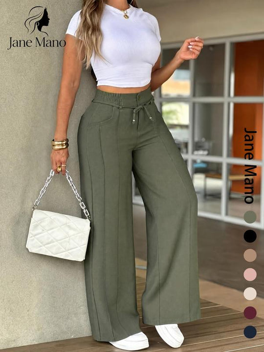 ⏳Last Day Sale Only ￡15.99!!👖💥Women's High-Waisted Straight Leg Trousers – Front seam & elastic back – Versatile, comfortable & perfect for office or casual wear ✨🌸