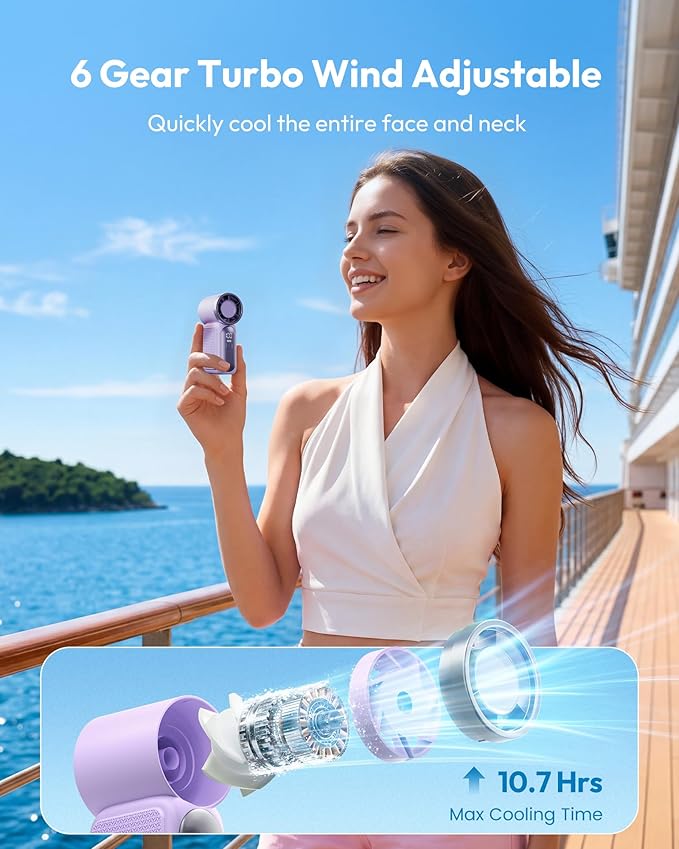 🌬️ LIMITED-TIME 49% OFF! ✨ Turbo Handheld Fan – LED Display, 6 Speeds, 3000mAh 🔋