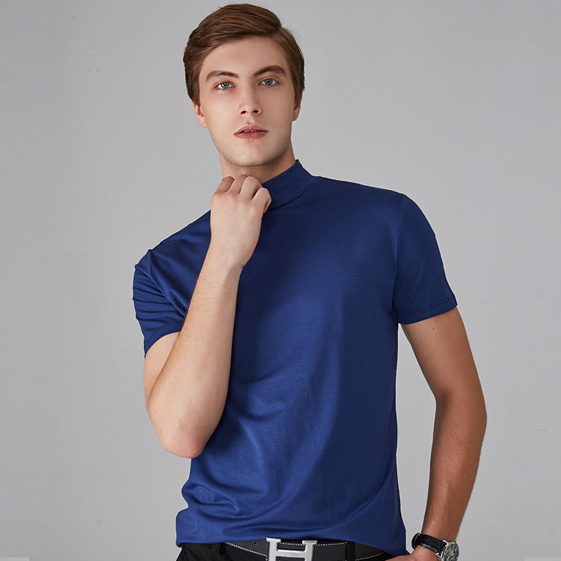 MEN'S T-SHIRT WITH STAND-UP COLLAR AND SLIM FIT