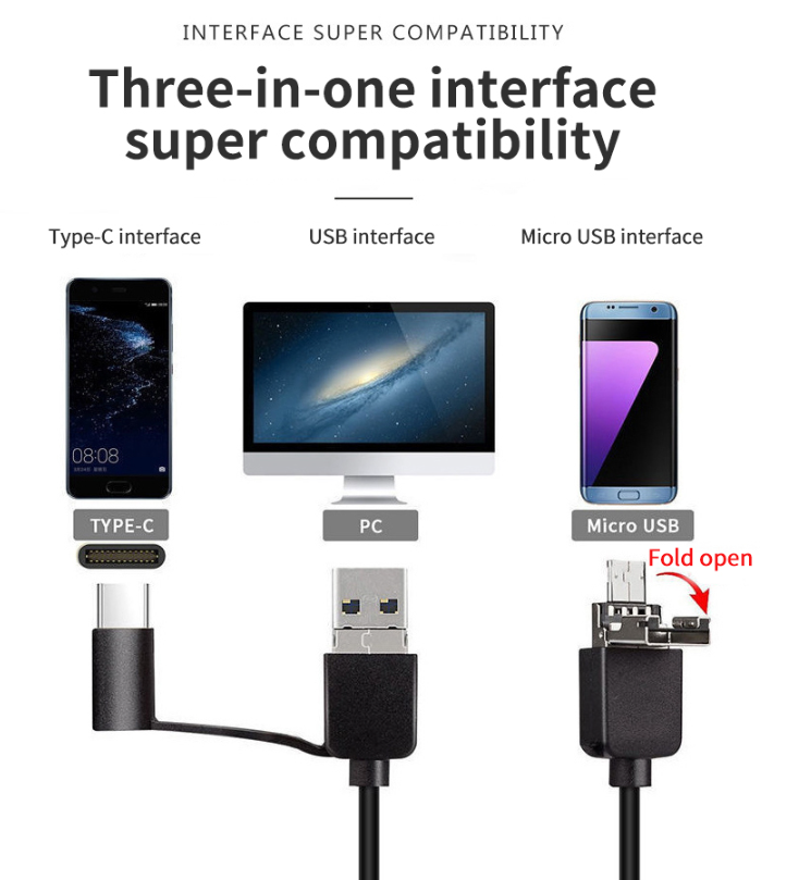 🔎 Plug-and-Play Endoscope Camera – Compatible with Android & iPhone & ipad for Direct Connection