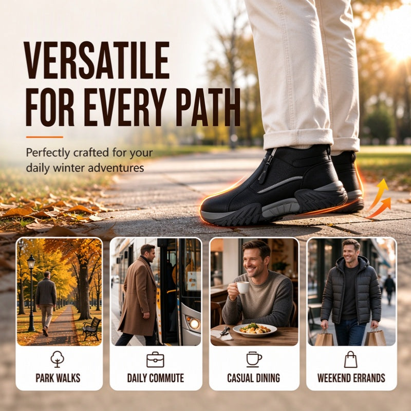 👟 Zip On & Go | Men's Warm PU Leather Casual Sneakers ⚡ Free Shipping