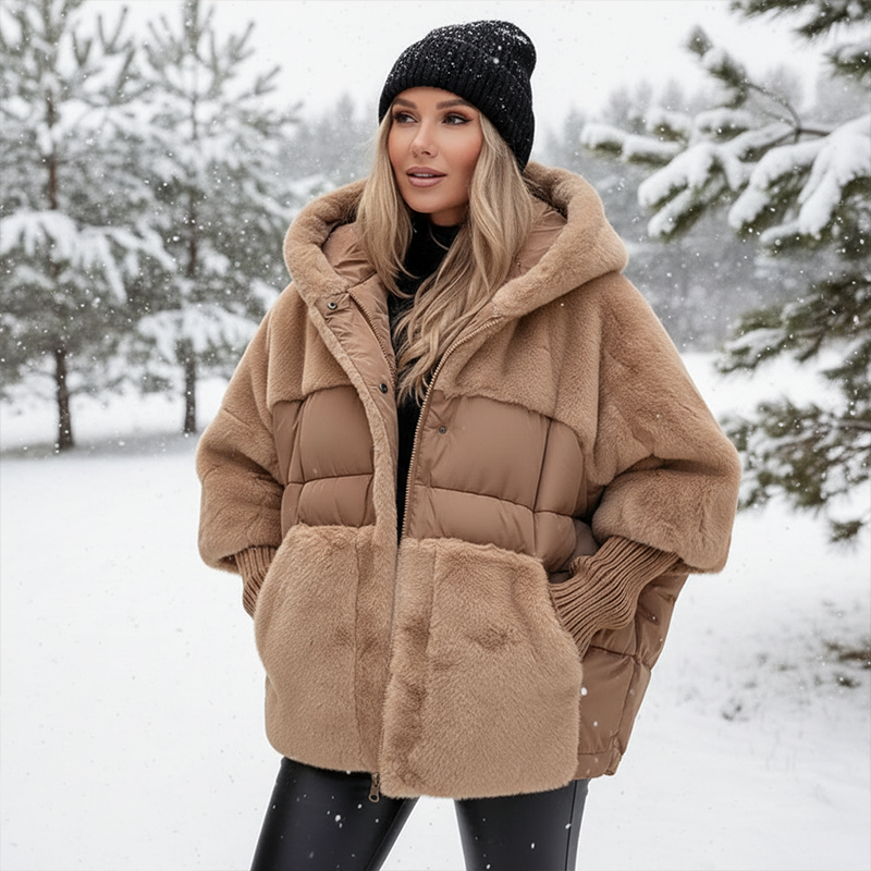 ❄️Winter Hot Sale  50% Off💖Women’s Oversized Hooded Patchwork Puffer Coat