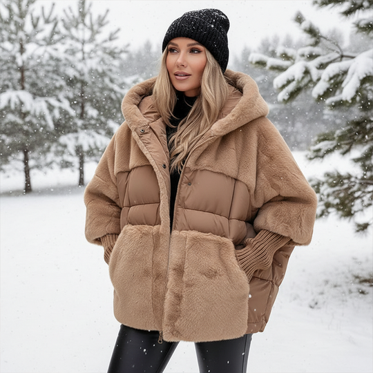 ❄️Winter Hot Sale  50% Off💖Women’s Oversized Hooded Patchwork Puffer Coat