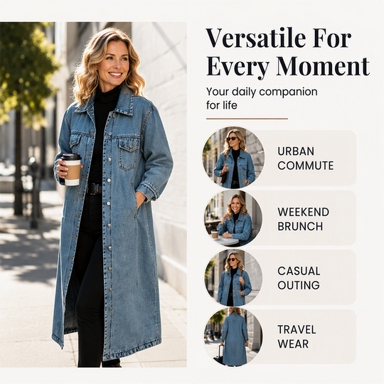 ⏳Time-Limited Special & Free Shipping⏰Women’s Casual Longline Button-Up Denim Coat
