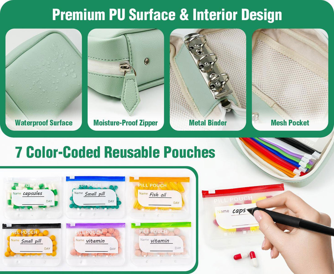 🥳2026 HOT SALE🥳💞50K+ SOLD!💊🧳 50% OFF! A8 Waterproof Pill Pouch Set – 14 colour‑coded pouches, waterproof & crush‑proof shell. Holds 7‑14 days of meds – perfect for travel & daily routines! 🗓️✨