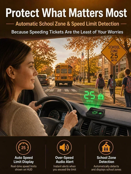 🚗50% OFF NOW! Head-Up Display Car GPS Digital Speedometer – Traffic Light Countdown & Red Light Camera Alert HUD, Universal Driver Safety Warning Device to Avoid Tickets for City Driving