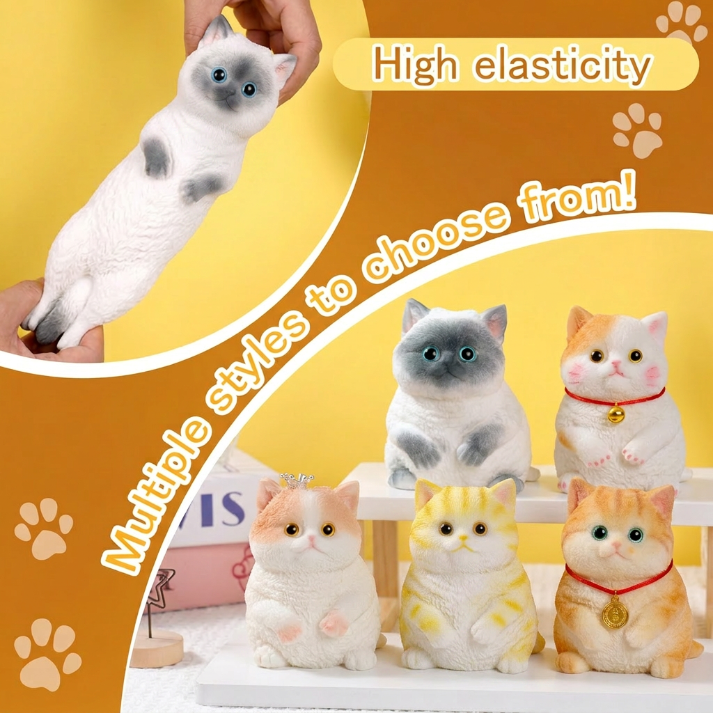 🎁Time-Sensitive Exclusive Deal!🐱Soft and Cuddly Cat – Stress-Relief Squeezable Toy❤️