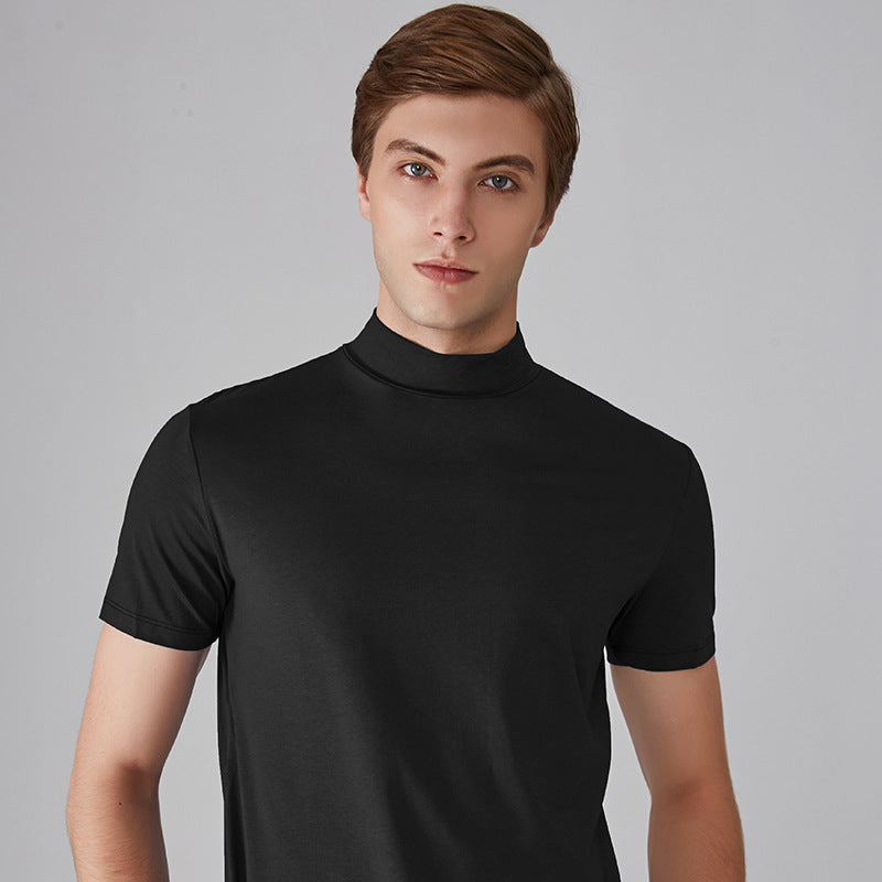 MEN'S T-SHIRT WITH STAND-UP COLLAR AND SLIM FIT