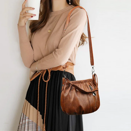 👜Pleated Bucket Leather Handbag – Soft Material, Adjustable Strap & Chic Casual Style ✨