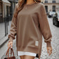 💥Winter Hot Sale 50% Off💥Long Sleeve Pullover Zipper Slit Casual Sweatshirt Dress
