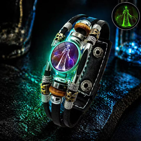 💥Last-Day Sale – 30% Off ☪️Glow-in-the-Dark Leather Zodiac Sign Bracelet For Men and Women (6.9/8.1 inches)♑️