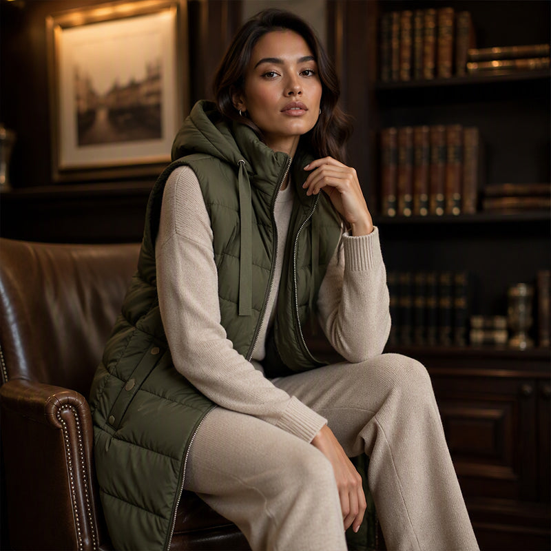 Women’s Zip-Up Long Puffer Vest